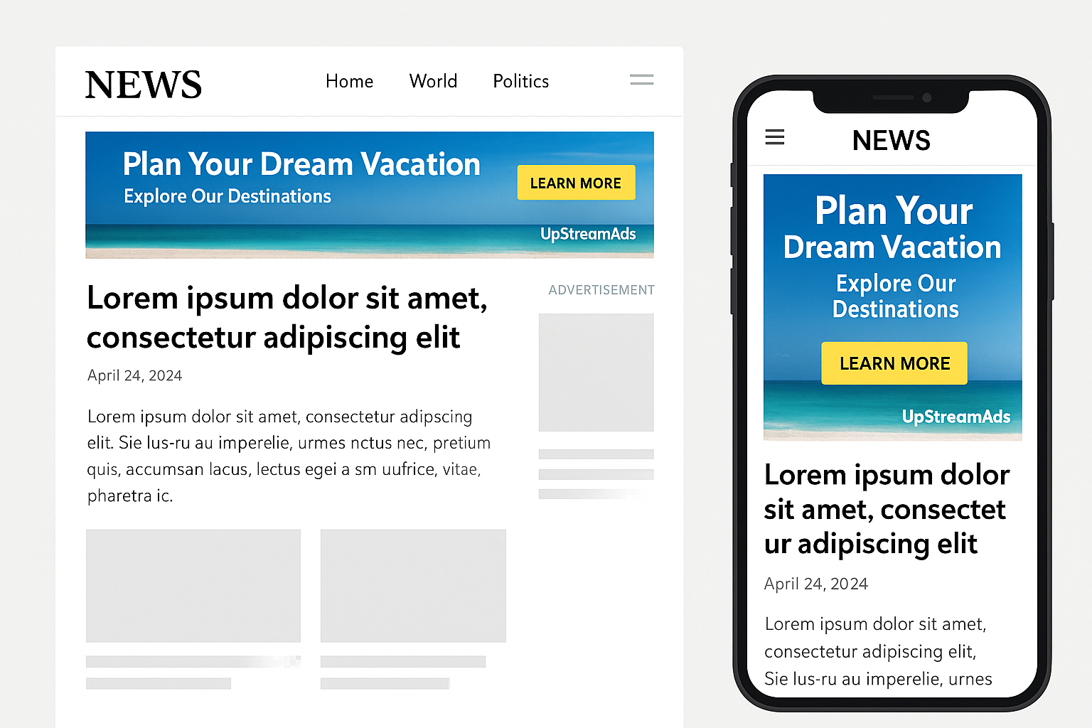 Example of a banner ad on a news site